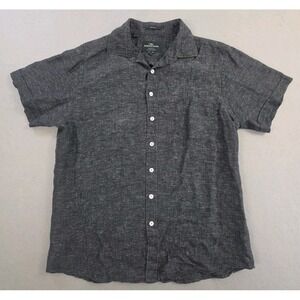 Rodd & Gunn Sports Fit 100% Linen Short Sleeve Shirt Mens Large Dark Gray